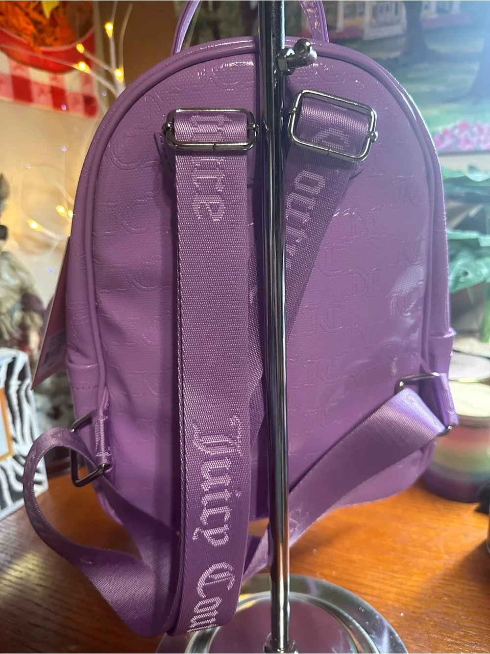 Juicy Couture Patent Purple Mini Backpack with Coin Pouch